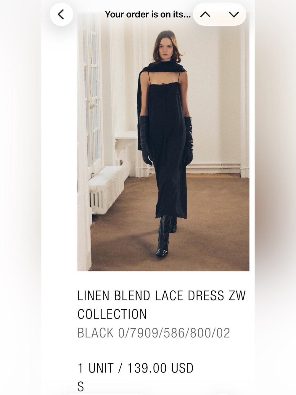 Zara Linen Blend Lace Dress - Black